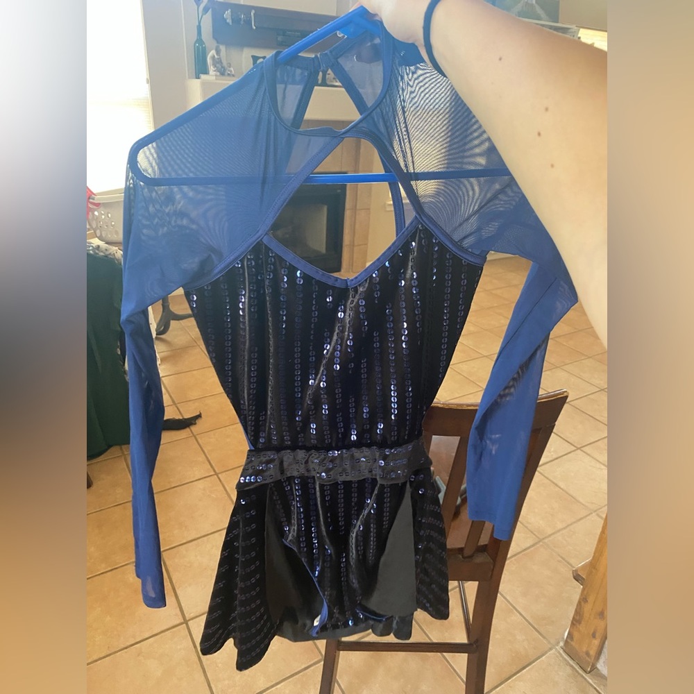 sequin, felt, and mesh dance costume